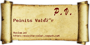 Peinits Valér névjegykártya
